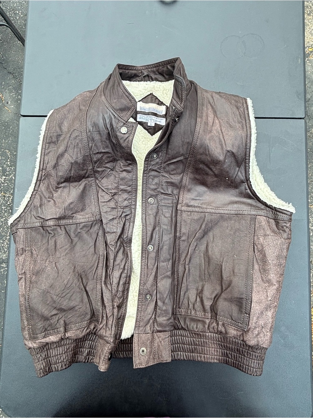 Half Moon cow marble leather vest L womens
